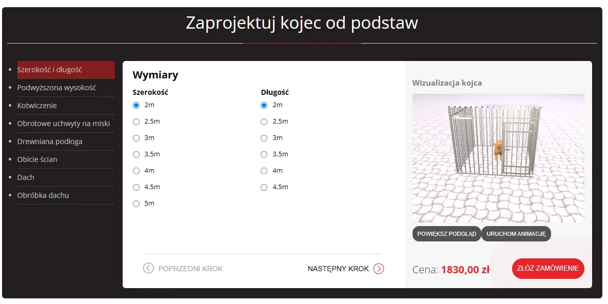 Konfigurator kojca 3D z ceną